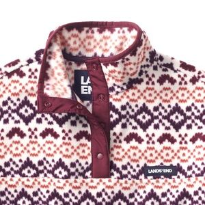Lands' End Women's Button Down Shirt - Purple and Red Pattern